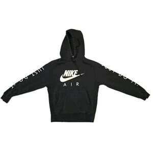 Nike Air Fleece Pullover Hoodie Mens Kangaroo Pockets Sz Small Big Logo White